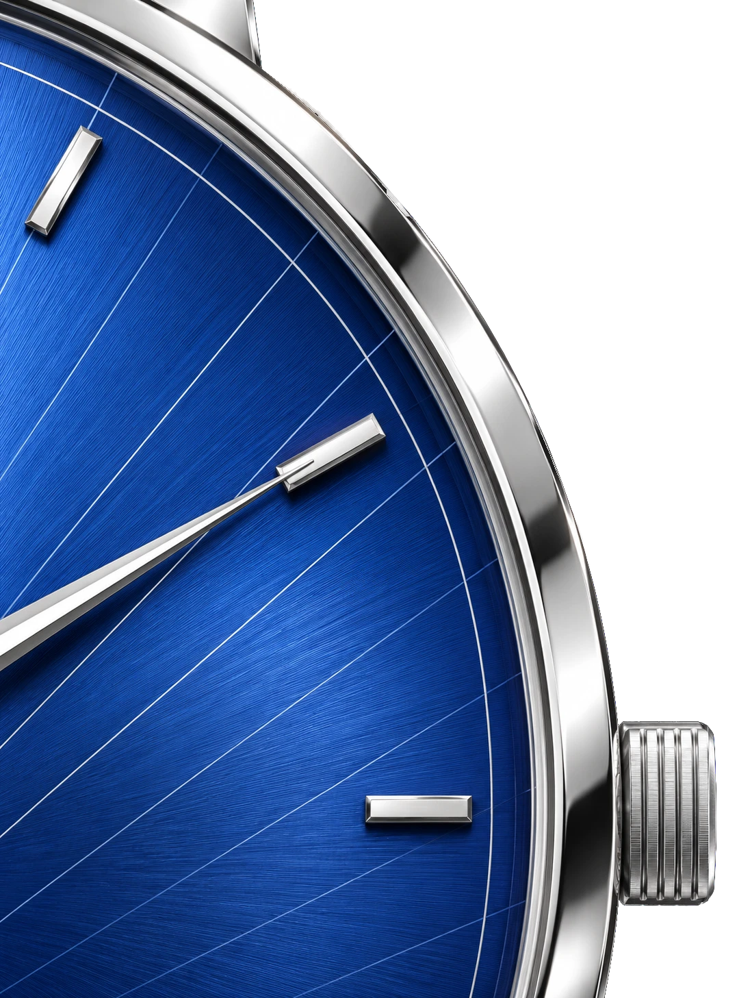 The Clairière’s bezel, crown and guilloché dial, close up